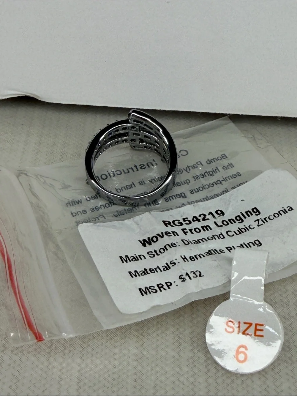 Bomb party og ring Woven From Longing Size 6